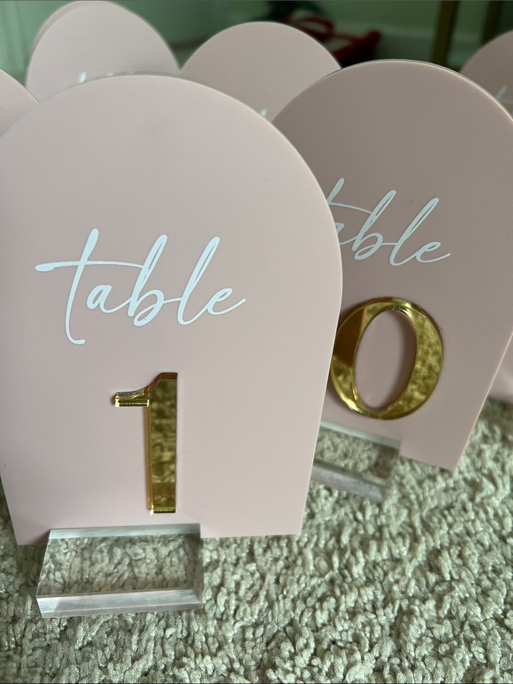 Elegant Pink Table Number Signs with Gold Accents - Home Party Supplies
